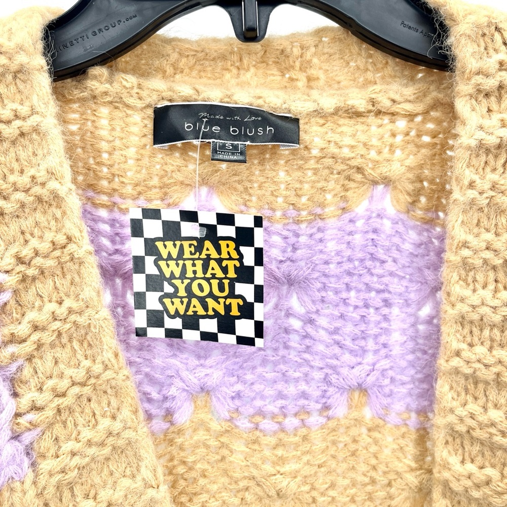Blue Blush by LALA Two Tone Pastel Purple and Tan Striped Cardigan - Picture 5 of 8